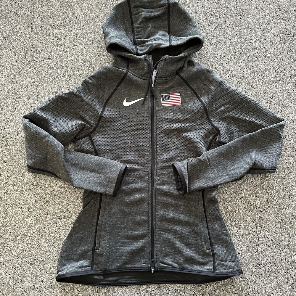 Nike Pro Elite Jacket Womens S Team USA Gray‎ Full Zip Woven Track & Field Small